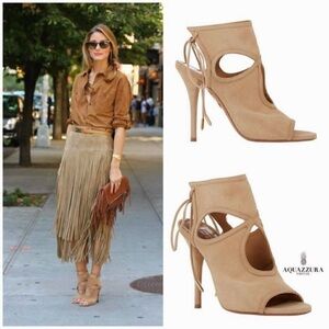 Aquazzura Sexy Thing Cutout Booties Nude 40